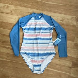 Kyodan Woman Rash Guard Swimsuit Paddle One Piece Sz L Blue